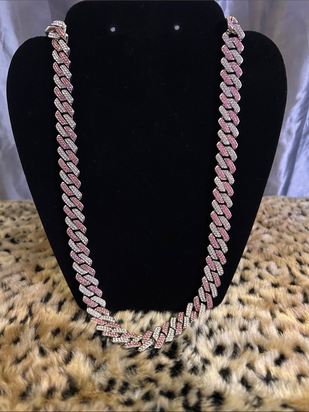 Pink Crystal Cuban Link Necklace - Women Jewelry